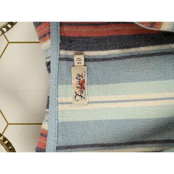 Faherty Sierra Paradise Baja Blue Striped Hooded Pullover Poncho - Size - Small - Picture 7 of 7